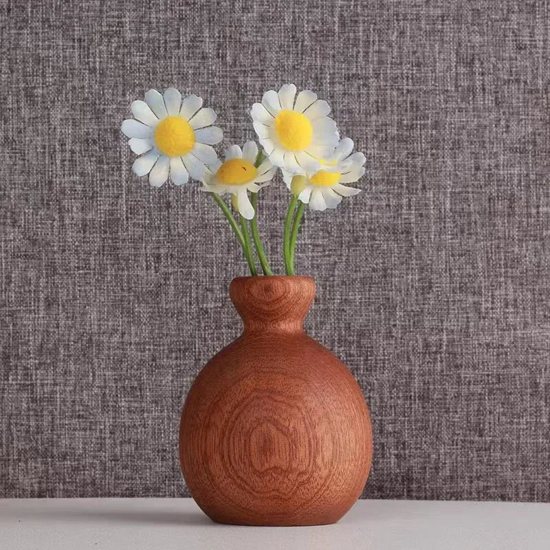 20241pc Nordic Minimalism Wooden Vase for Plants Solid Wood Flower Vases Plants Pot Flower Arrangement Tabletop Home Ornaments