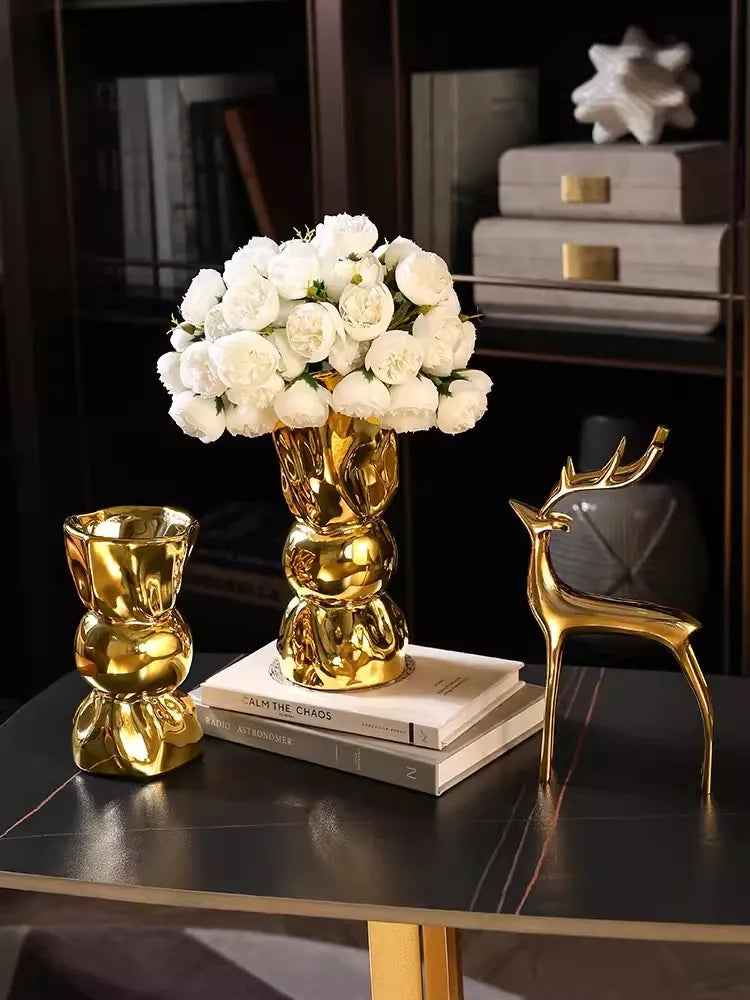 Premium Gold Candy Vase Ornaments, Living Room Flower Arrangement, Dining Table, Xuan Guan, Light Luxury TV Cabinet, Art Decorat