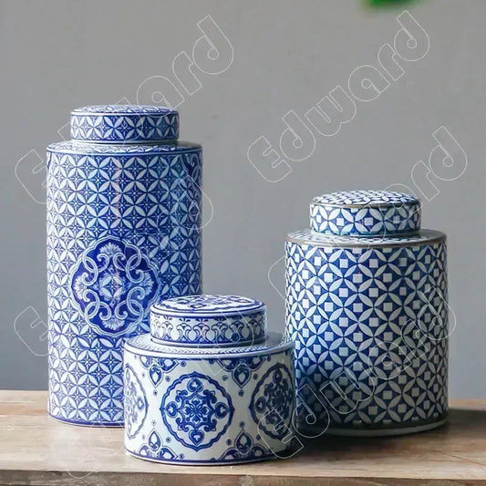 Ceramic Vase Blue and White Porcelain Ceramics Vases Classic Style Flower Pot Modern Creative Decor Living Room Tabletop Crafts