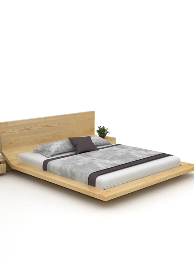 Nordic all solid wood tatami bed, modern and simple 1.8 meters, double wedding bed, 1.5 meters