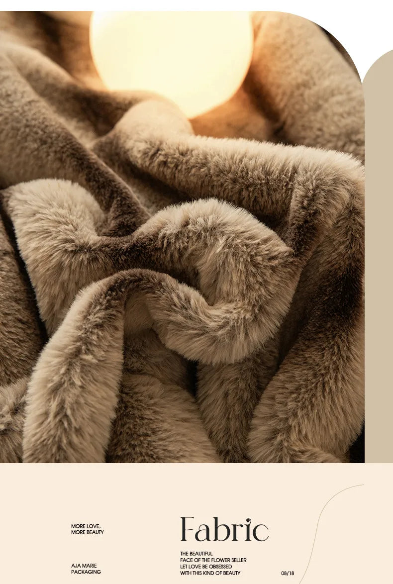 Imitation Rabbit Fur Plush Blanket Throw Blankets for Bedroom Hotel Travel Winter Warm Bedspreads Super Soft Sofa Beds Blanket