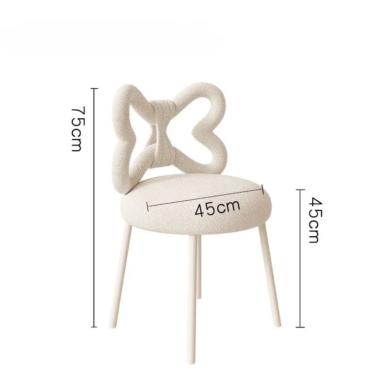 Special Offer Dressing Bench - INS Cream Girl's Bedroom Stool, Round Seat with Backrest Cute Metal Support, Iron Art Nail Chair