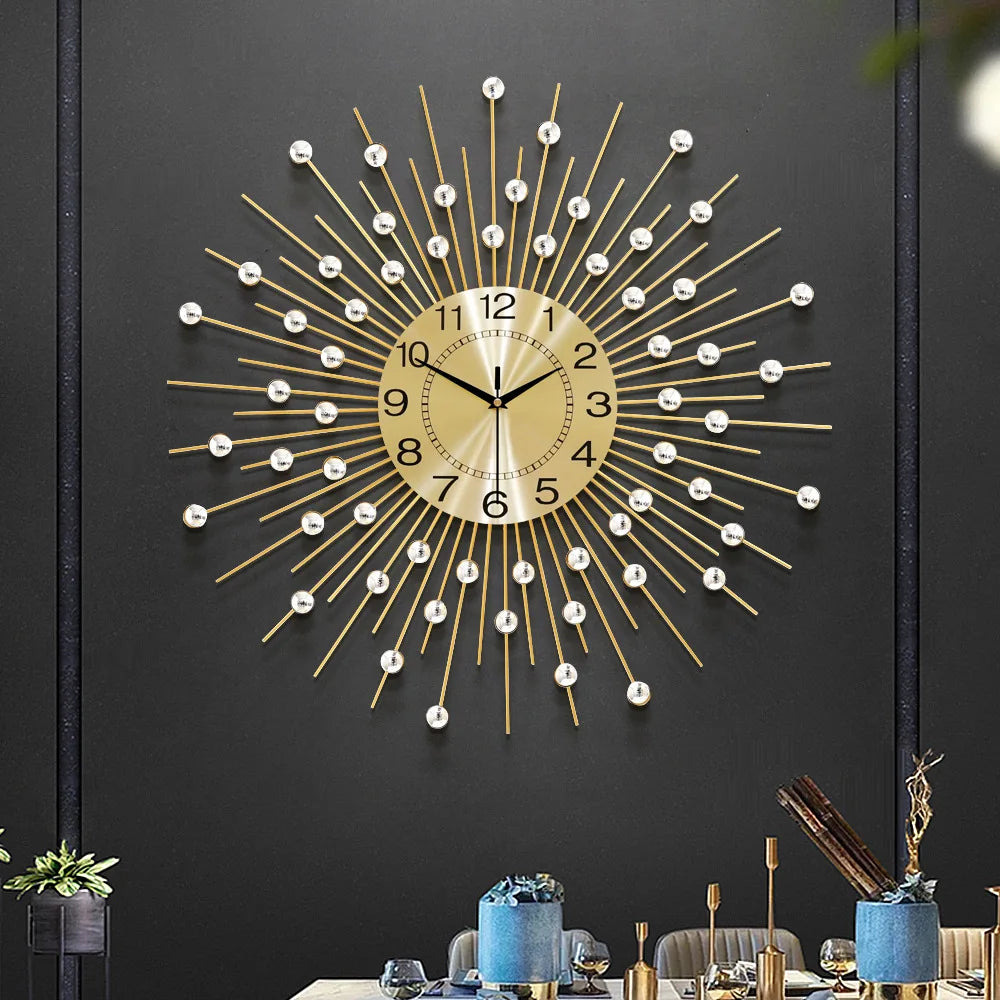 Creative Large Wall Clock Metal Silent Modern Luxury Clocks Wall Home Decor Silent Gold Watches Living Room Decoration Gift