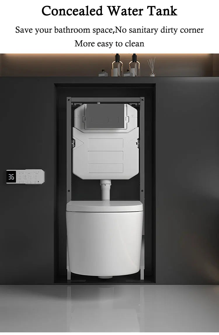 Concealed Cistern Wall Hang WC Toilet Bowl Bathroom Automatic Tankless Intelligent  Mounted Smart