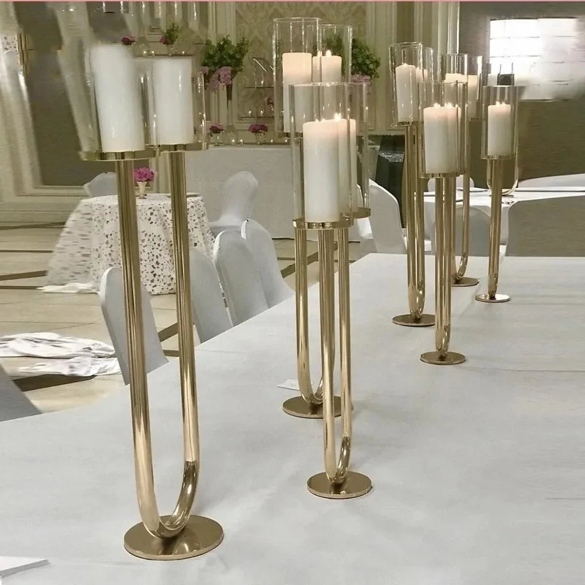 10pcs)New metal gold silver candle holder for wedding table centerpieces flower stand cylinder vase