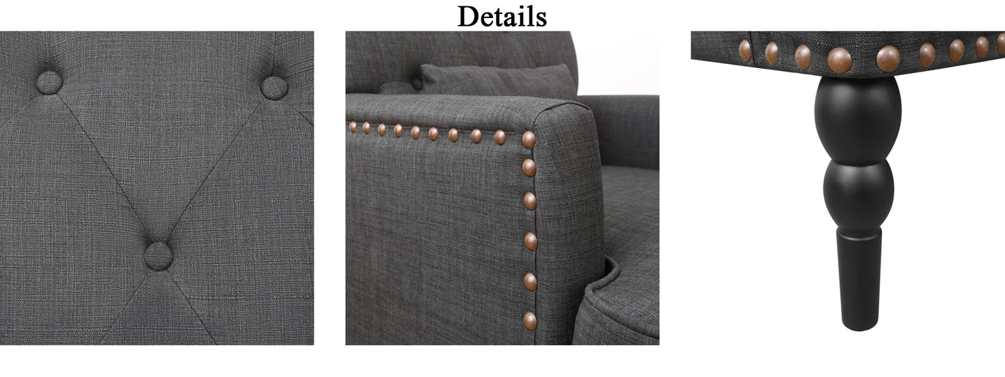 GERICCO Accent Chair for Living Room Comfy Club Chair with Pillow Lazy Sofa Button Tufted Rivet Armchair Luxury Nordic Furniture