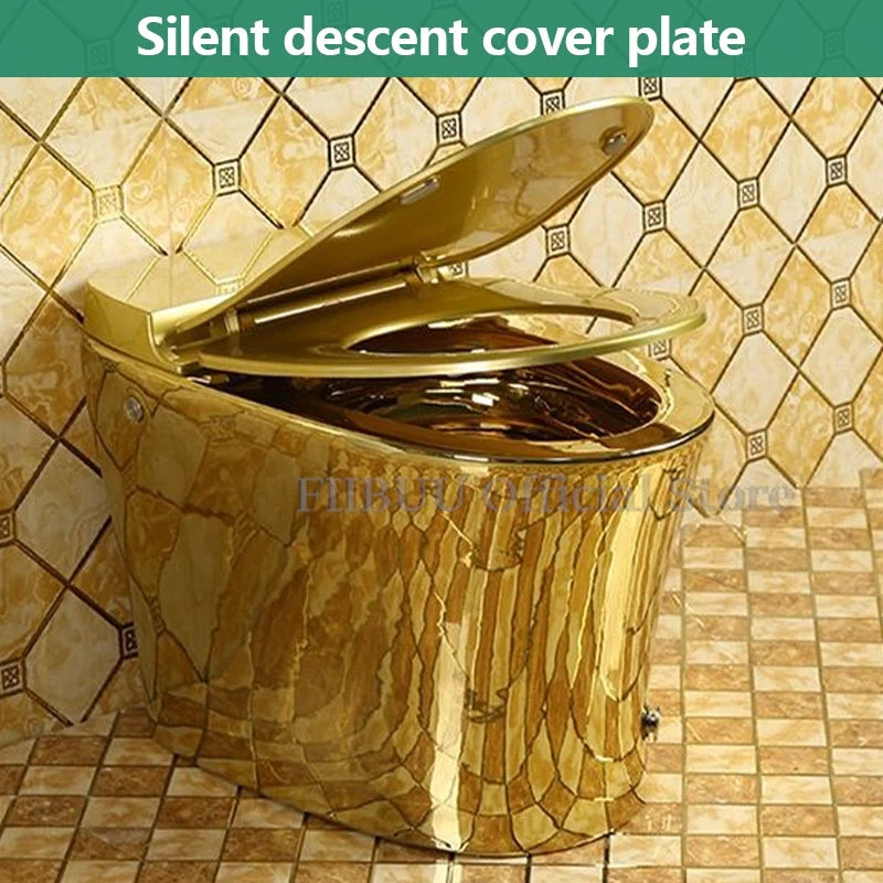 One Piece Golden Toilet For Bathroom Powerful & Quiet 300/400mm Rough-In Toilet Soft Closing Elongated Toilet Bowl Kick Flush