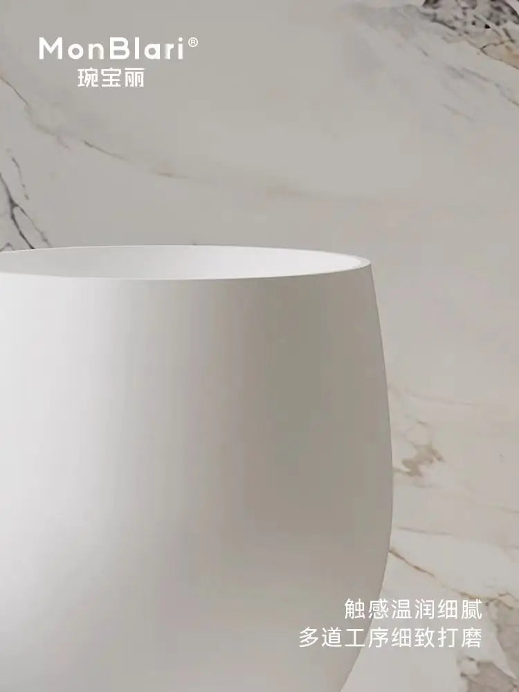 Artistic 400*400*900mm Matte white Artificial stone washbasin Floor standing Luxury Lavabo  Nordic style High Quality Hand basin