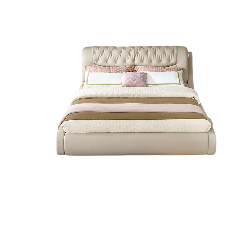 Queen High End Bed Luxury Master White Leather Design Bedding Bed Simple Frame Bedroom Muebles Para Dormitorio Nordic Furniture