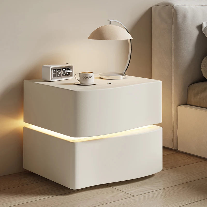 White Drawers Nightstands Lamp Low Luxury Minimalist Aesthetic Bedside Table Nordic Modern Table De Chevet Library Furniture