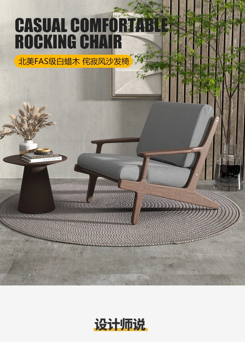 Sili Style Single Sofa Designer Model Living Room Home Small Apartment Fabric Sofa Nordic Solid Wood Leisure Chair  furniture