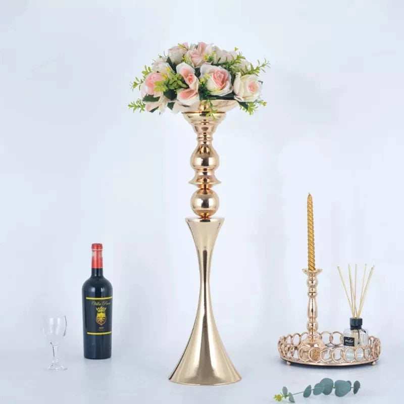 PEANDIM Luxury Gold Flower Vase Wedding Party Centerpieces Flowers Stand Event Party Road Lead Home Decoration Vases 8pcs/lot