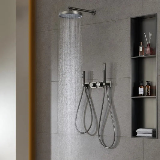 Gunmetal luxury bathroom shower kit Gun grey bidet kit bath tap concealed shower set embedded shower faucet set