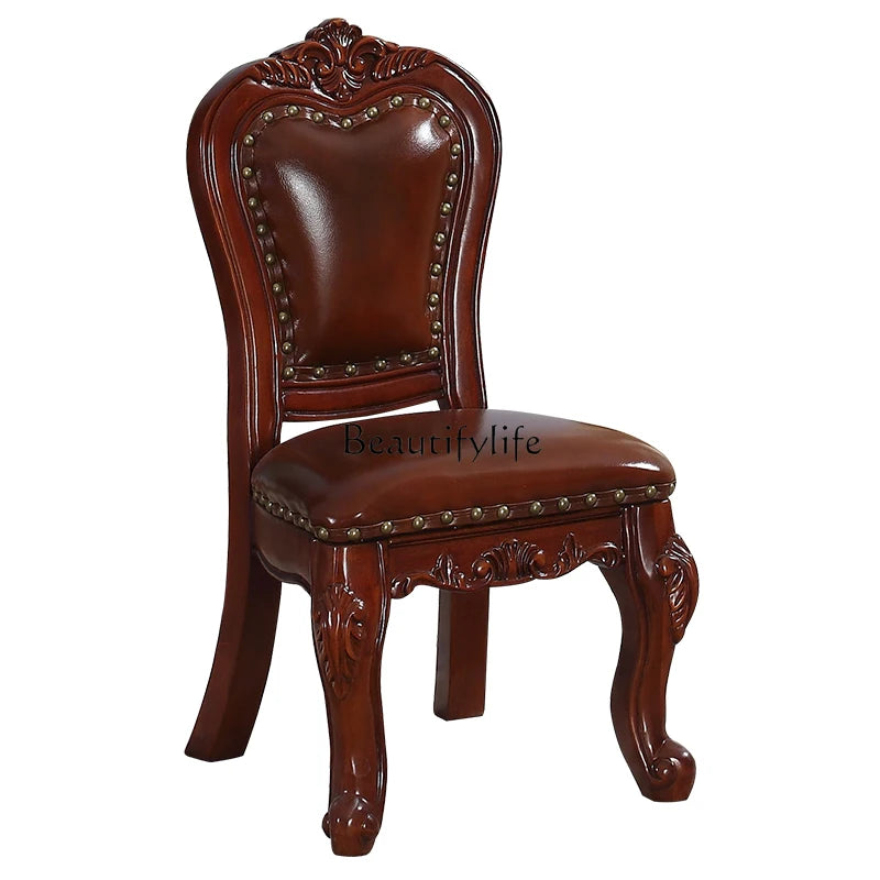 American-Style Solid Wood Backrest Small Dining Chair Tea Table Comfortable Small Stool Sofa Shoe Changing Bench