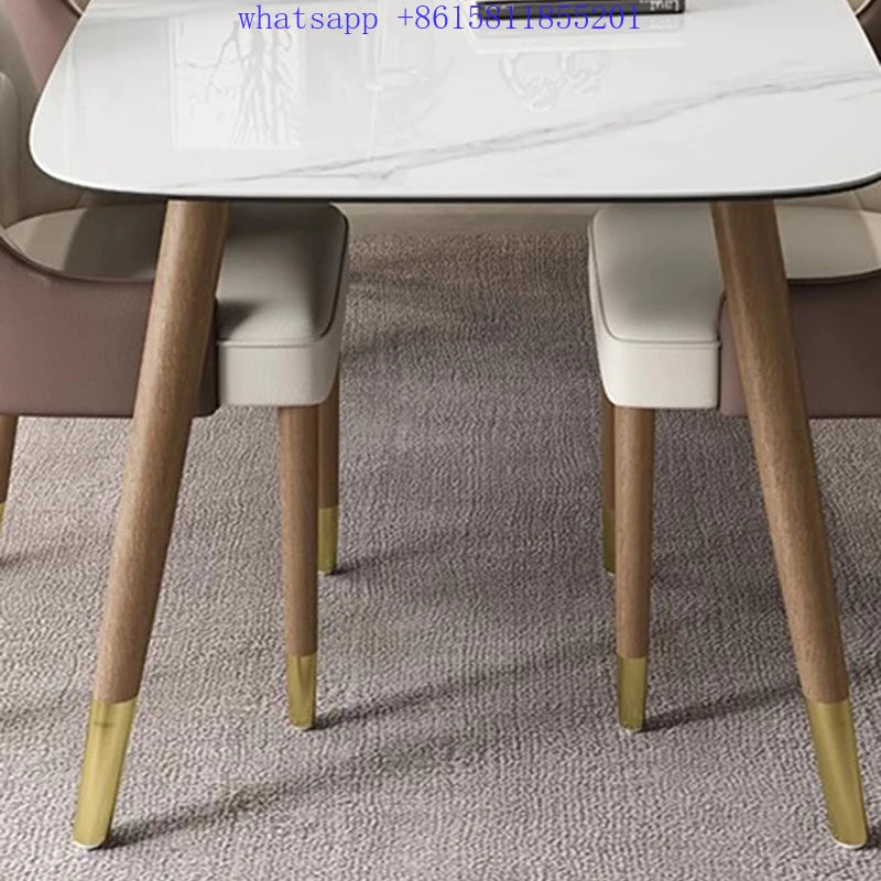 Modern luxury minimalist white dining table Large living room dining table chairs  mesa para cocina pequeña y sillas  롤테이블