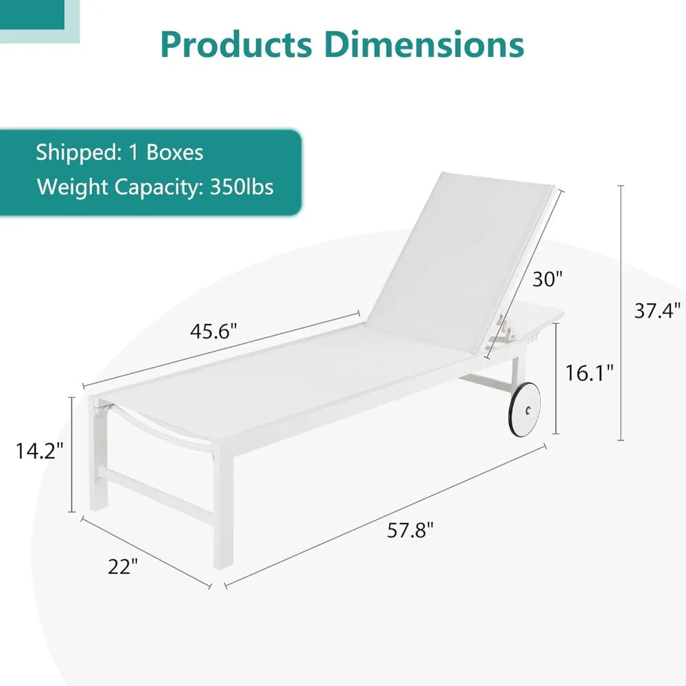 SUNLEI Patio Chaise Lounge Outdoor Set of 2, Pool Lounge Chairs for Outside w/5-Position Adjustable Backrest & All Weather