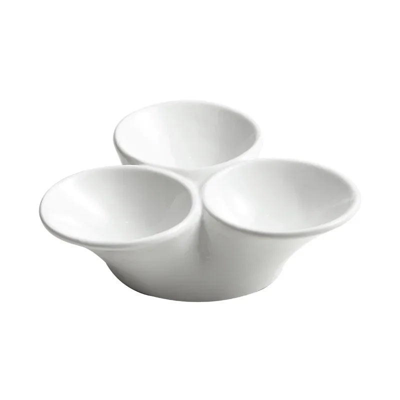 White exquisite three-grid small plates, commercial ceramic combination plates, snack plates, cold dishes japanese dish set