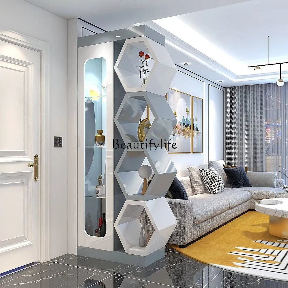 Entrance Screen Hallway Partition Wine Cabinet Living Room Entrance Hall Decoration Cabinet Modern Simple and Light Luxury Style