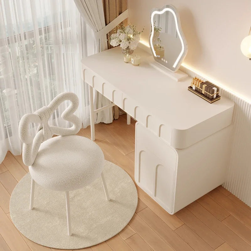 Special Offer Dressing Bench - INS Cream Girl's Bedroom Stool, Round Seat with Backrest Cute Metal Support, Iron Art Nail Chair