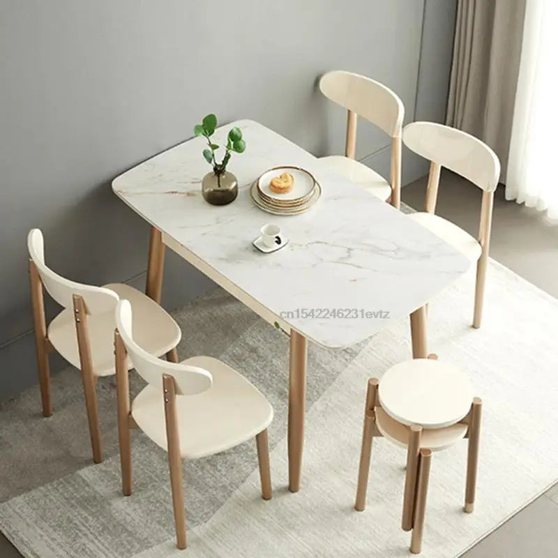 Retractable Small Apartment Rock Slab Dining Table Household Kitchen Table And Chair Combination Multifunctional Furniture