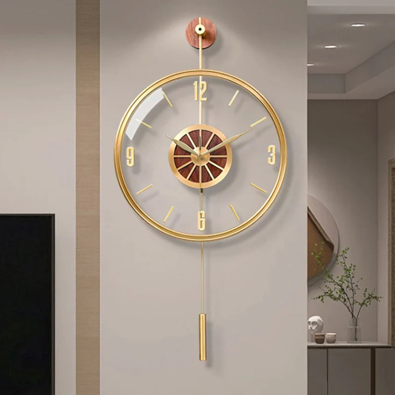 Pendulum Silent Battery Wall Clocks Modern Living Room Minimalist Metal Wall Clock Nordic Gold Orologio Da Parete Home Decor