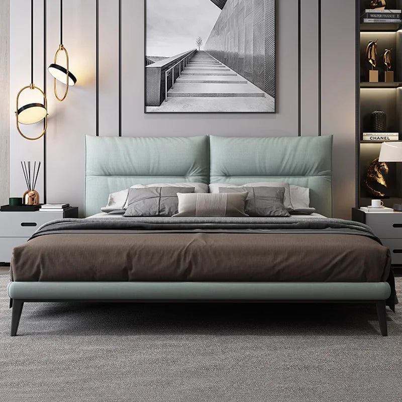 Modern Minimalist King/Queen Bed Light Luxury Technology Cloth Bed with Soft Headboard and Bedside Table Bedroom Furniture