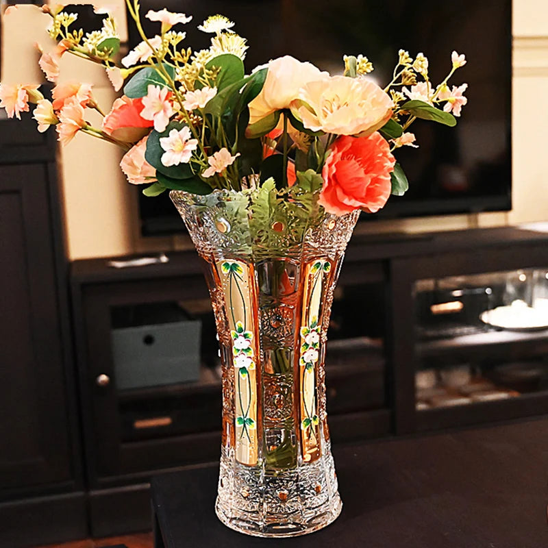 Boho Glass Plants Vase Transparent Vintage Luxury Floor Large Pots Aesthetic Live Room Terrarium Floreros Home Garden OA50HP