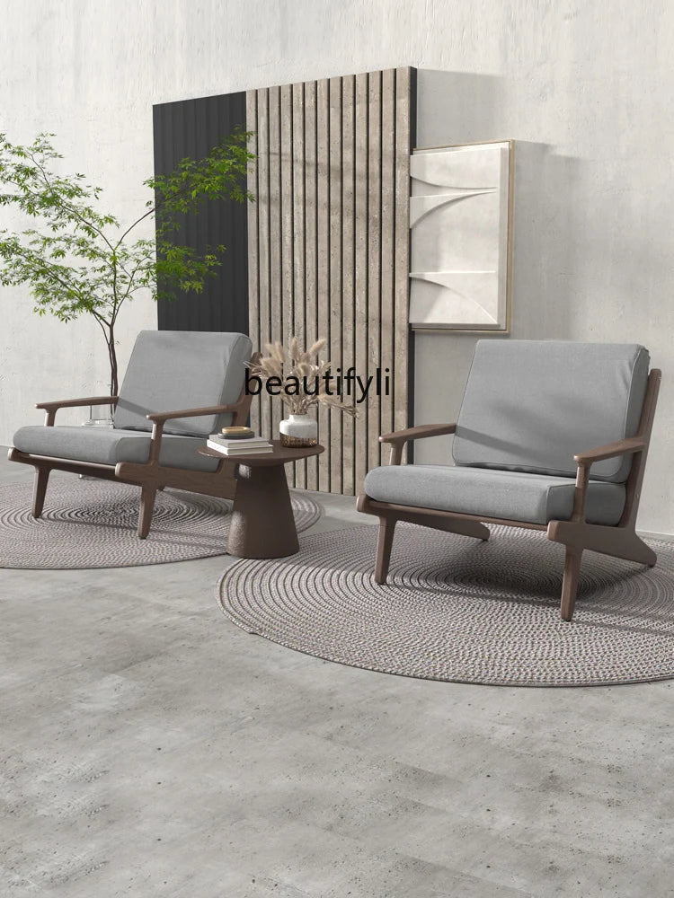 Sili Style Single Sofa Designer Model Living Room Home Small Apartment Fabric Sofa Nordic Solid Wood Leisure Chair  furniture