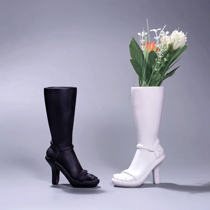 Creative Resin High-heeled Shoes Vase Ornament Dried Flower Flower Arrangement Fun Modern Fashion Ornament Plant Flower Pot