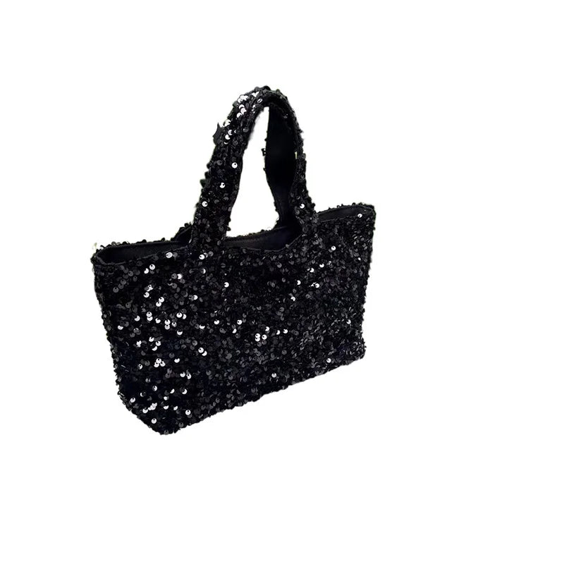 Fashion Modern Silver Bling Sequins Designer Bags Luxury Portable Armpit Large Capacity Tote Womens Bag Shopping Purse