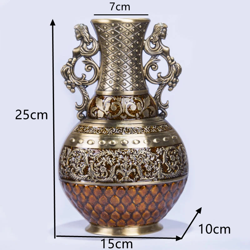 High Quality Bronze Tabletop Metal Flower Vase Luxury Home Decor Vaas Artificial Flower VaseS For Living Room Decoration V01