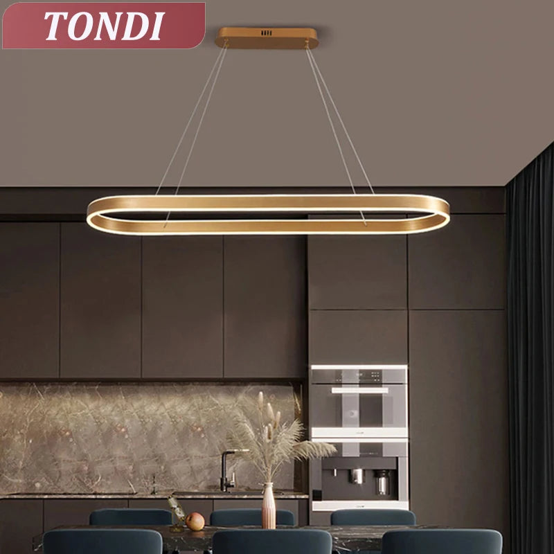 WELTIG Nordic LED Ring Chandelier – Stylish Aluminum Pendant Light for Kitchen & Restaurant