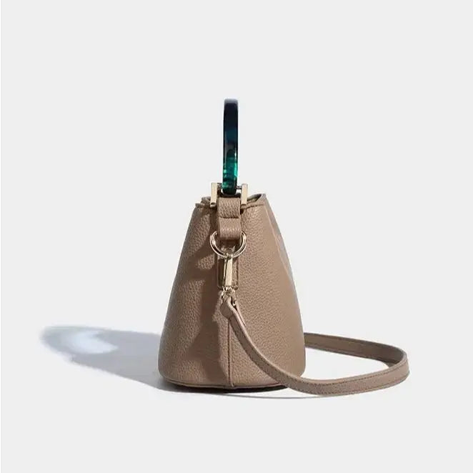 2024 New Fashion Simple Shoulder Crossbody BagsBrand Design Luxury High Quality Genuine Leather Hand-held Bucket Bag For Women