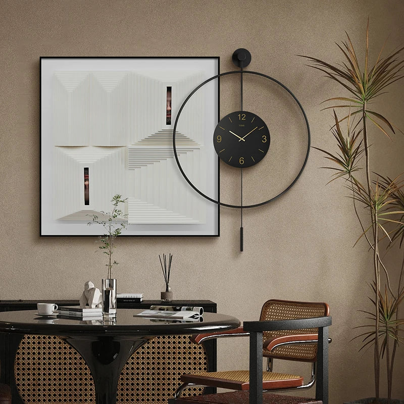 Minimalist abstract living room clock, light luxury style decorative wall clock, simple modern art clock