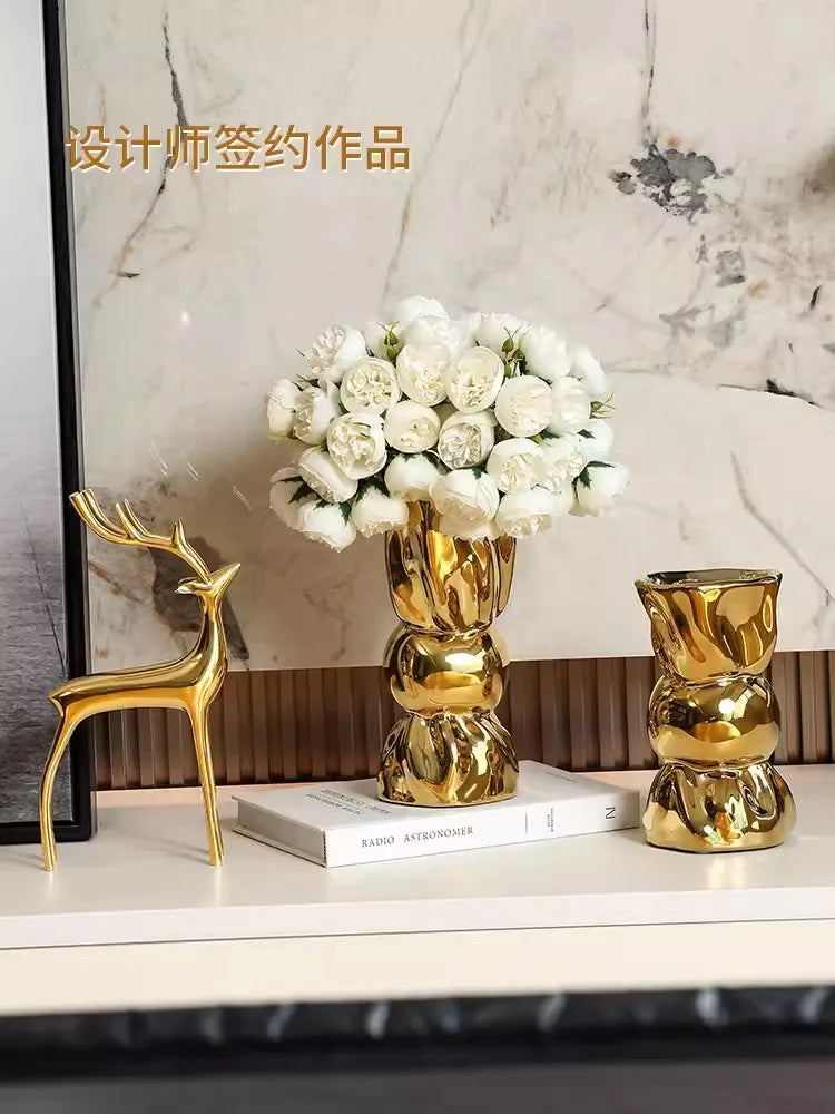 Premium Gold Candy Vase Ornaments, Living Room Flower Arrangement, Dining Table, Xuan Guan, Light Luxury TV Cabinet, Art Decorat