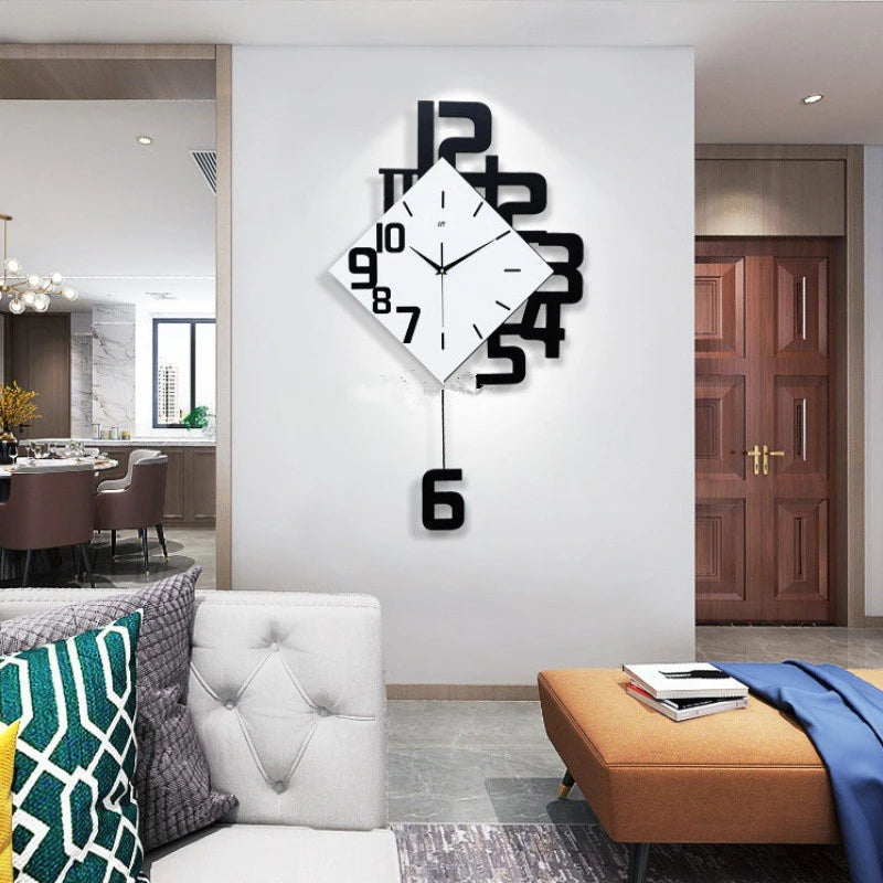 Nordic Living Room Wall Clock Swinging Wood Home Watch Personality Creative Clock Simple Modern Watch Art Quartz Clocks