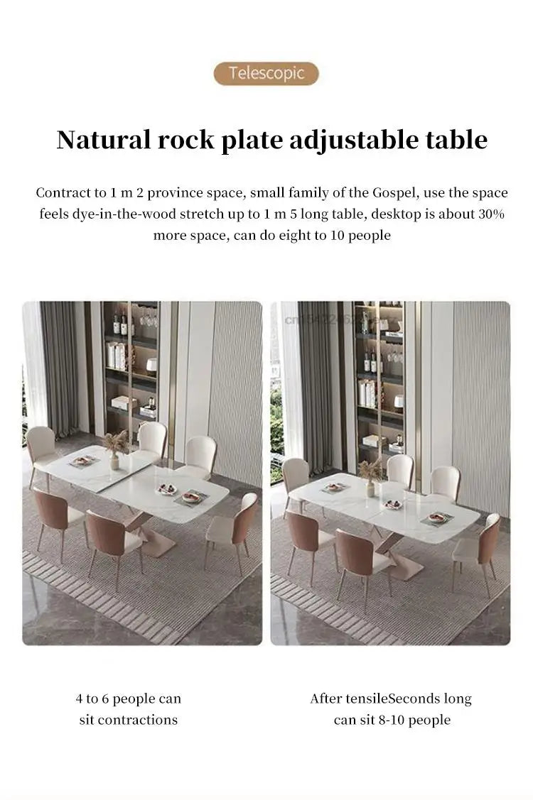 Extendable Light Luxury Dining Table And Chairs Combination Rock Plate Tabletop Home Furniture Multifunctional Kitchen Tables