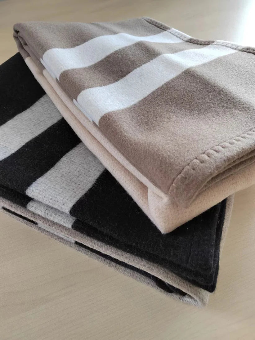 Wool Striped Blanket Shawl Cashmere Winter Sofa Throw Bed Cover Hotel Cover Air Conditional Blanket Home Decoration