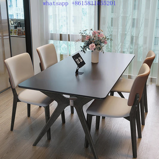 Nordic Black dining table Rectangular minimalist luxury dining table  tables à manger  muebles de cocina  ダイニングテーブル