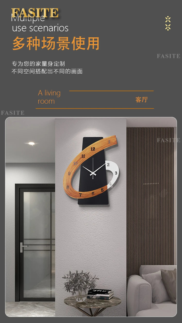 Home Wall Clock Living Room Gift Art Deco Wooden Unique Wall Clock Quartz Numbers Black Modern Design Silent Horloge Home