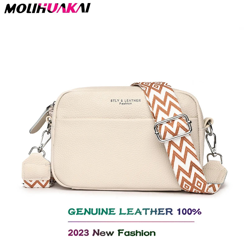 High Quality Genuine Leather Women Crossbody Shoulder Bags 2023 Luxury Solid color Cow Leather Handbag Female Messenger Tote Sac