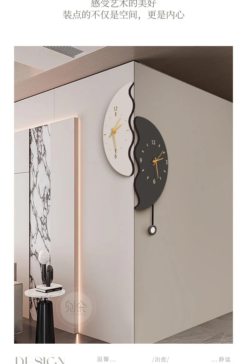 Double-sided Corner Wall Clock Living Room Simple Light Luxury Creative Art Clock Wall Lamp Modern Household Corner Wall Watch