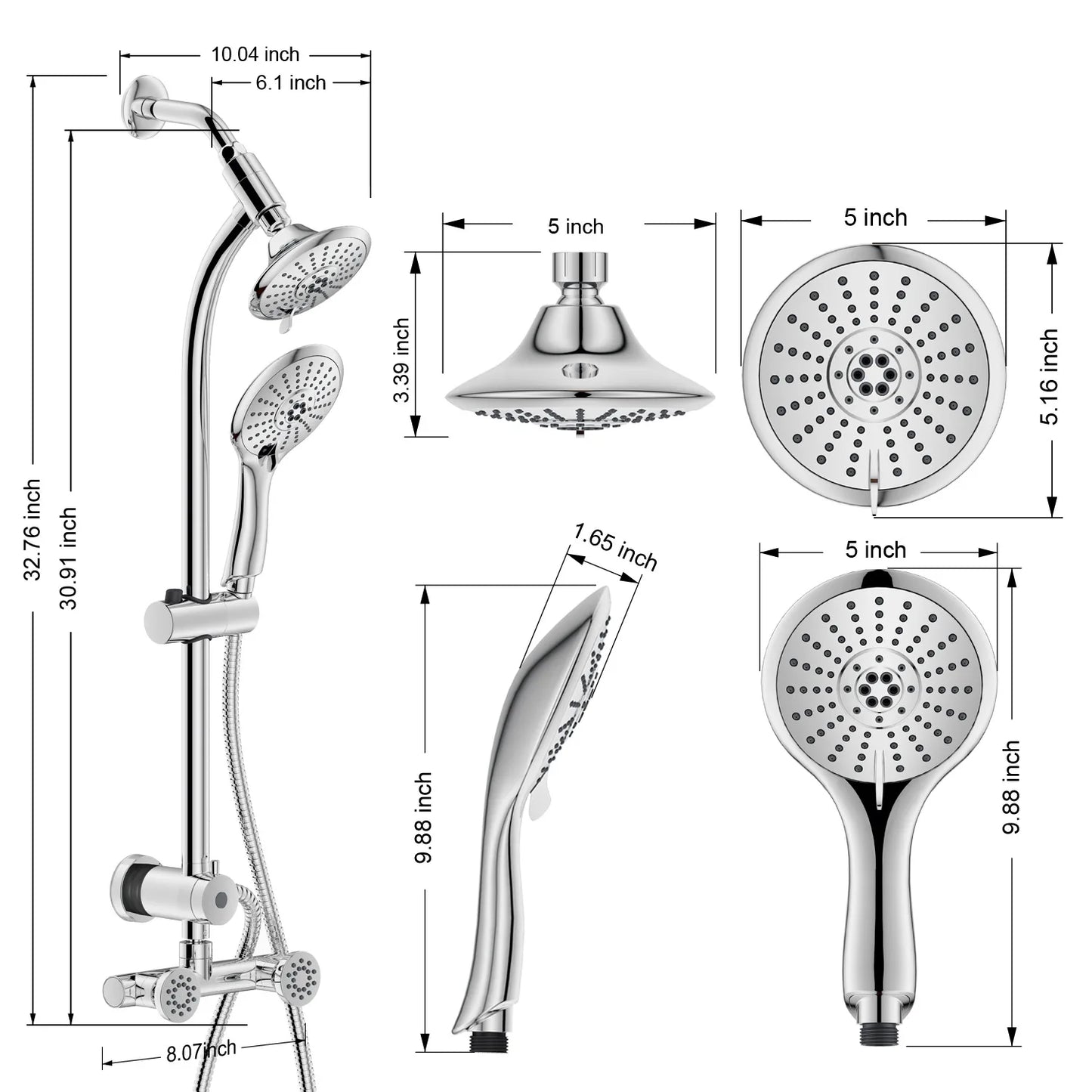 Luxury Newest Bathroom shower head Complete set Chrome plated Shower spray set Fashion modern Shower set Multi-mode spray