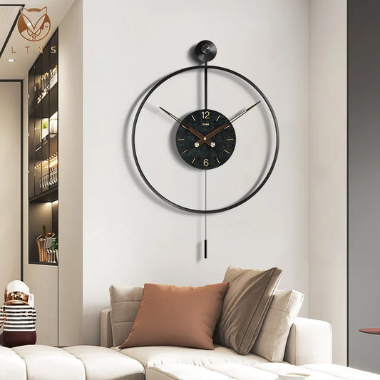 50x50cm Living Room Wall Clock Minimalist Circular Clocks Art Wall Decoration Home Hanging Clock Modern Iron Silent Wall Watch