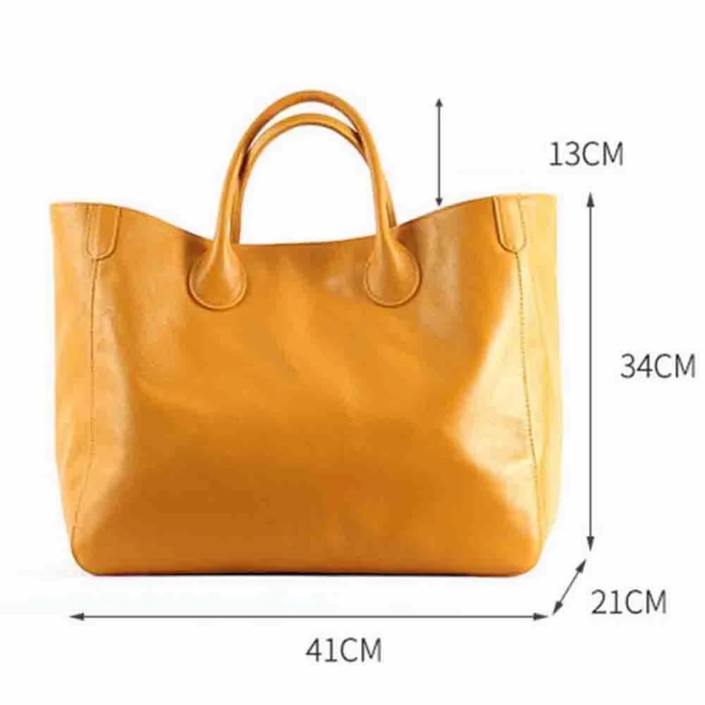 MS Oversized 41cm Big Women Tote Bag 100% Natural Leather Top Cow Hide Leather Handbag Luxury Lady Travel Bag Daily 2023 New