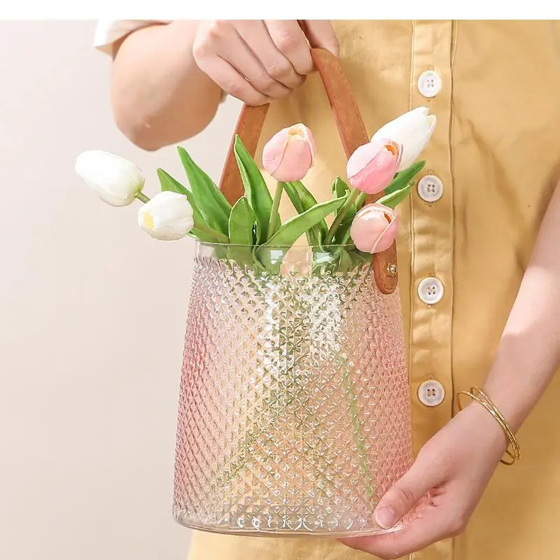 Transparent Water Glass Vase Decoration Living Room Flower Arrangement High-end Light Luxury Creative Dry Flower Hydroponic Vase