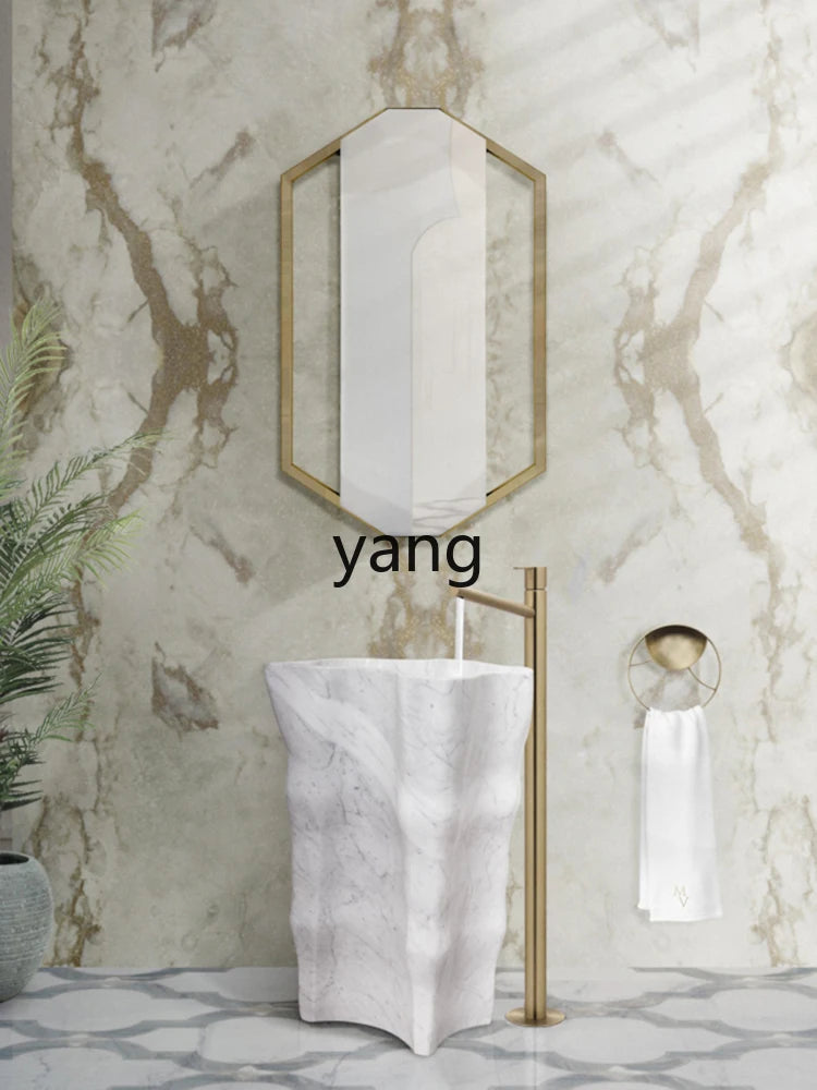 Yjq Light Luxury Modern Stainless Steel Washstand Designer Special-Shaped Wash Basin Pedestal Basin Villa