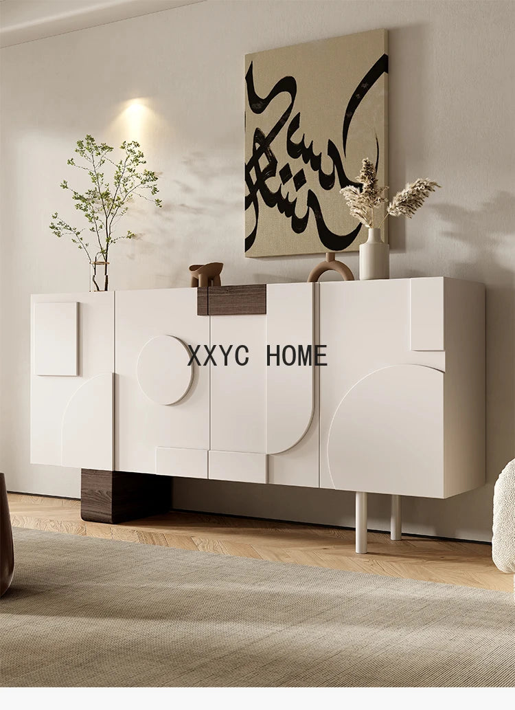 Light Luxury Entrance Cabinet Cream Style Modern Minimalist Home Storage Side Cabinet Hallway Partition Sideboard Model Room