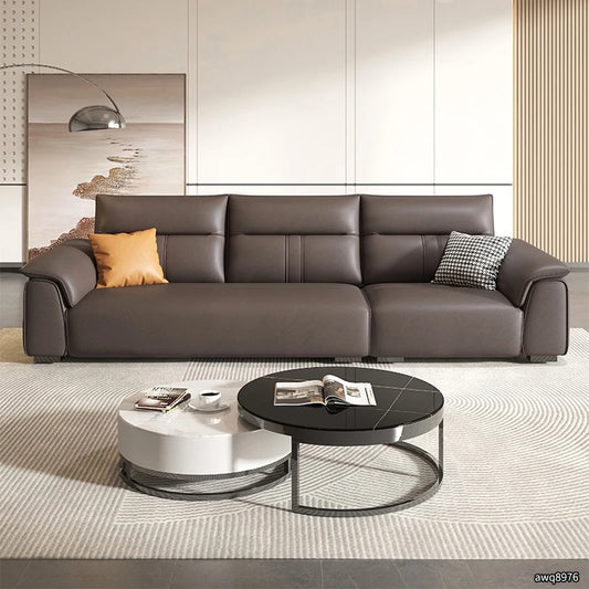 Leather Fabric Sofa Luxury Italian Simple Seating Room Corner Fluffy Pillows Cushions Sofas Relax Divano Designer Furniture