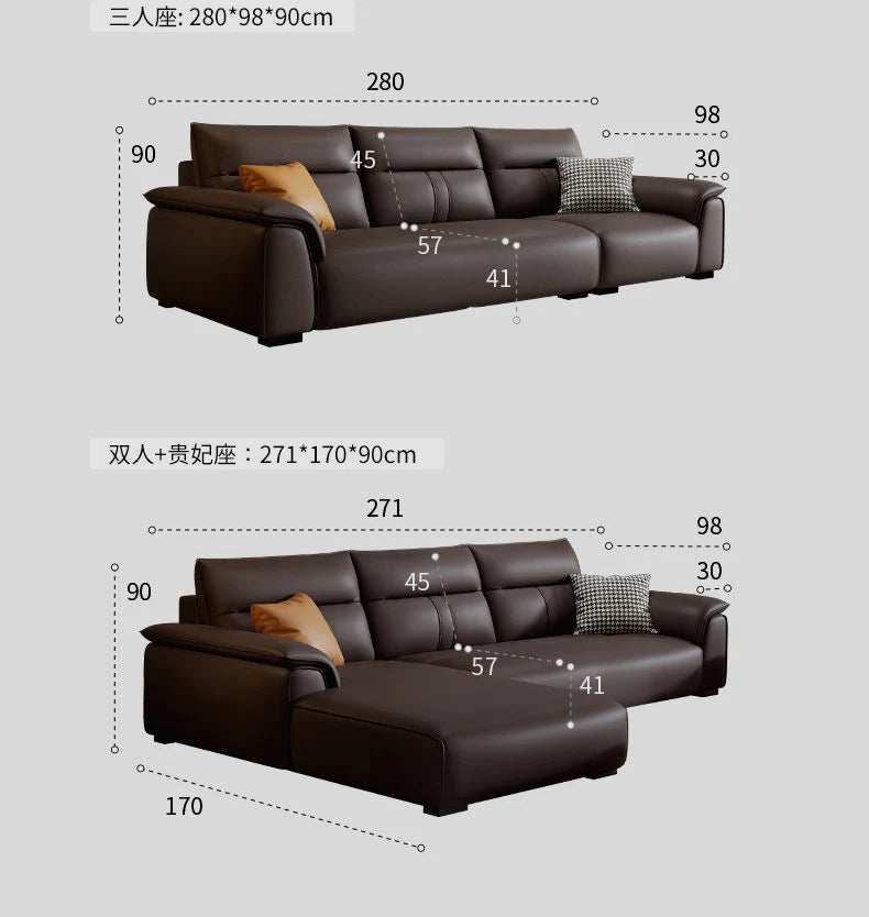 Leather Fabric Sofa Luxury Italian Simple Seating Room Corner Fluffy Pillows Cushions Sofas Relax Divano Designer Furniture